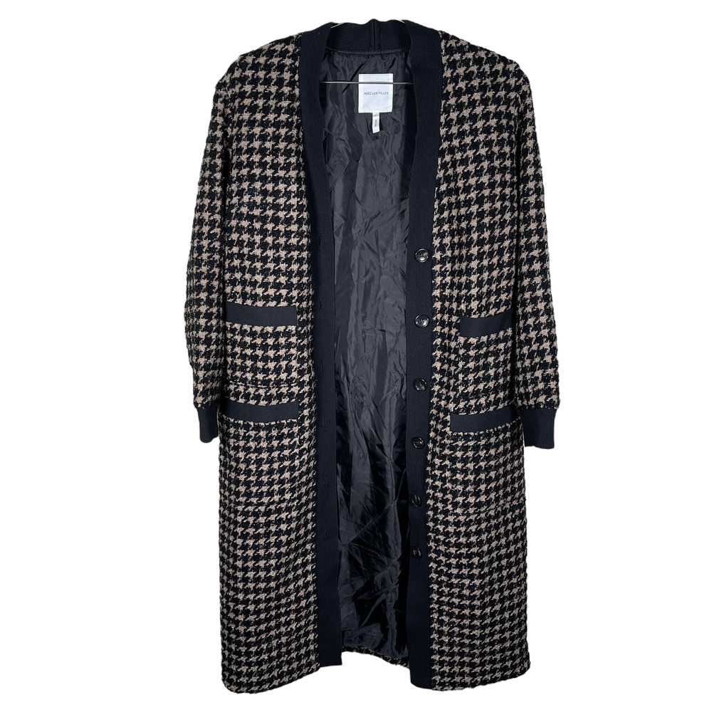 Avec Les Filles Houndstooth Sparkly Coatigan Medium